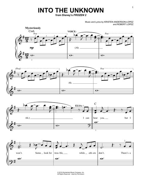 Into The Unknown From Disneys Frozen 2 Sheet Music Idina Menzel