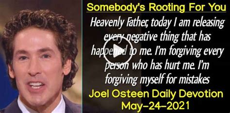 Joel Osteen May 24 2021 Daily Devotional Somebodys Rooting For You