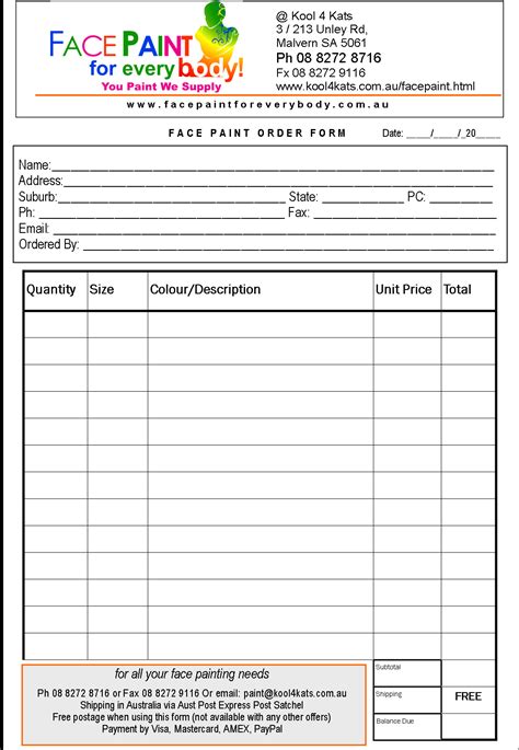 4 Best Images Of Printable Generic Order Forms Free Printable Sales