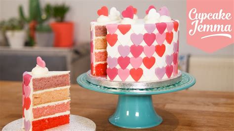 Red white and black fondant birthday cake for my. Valentine's Day OMBRÉ Heart Cake | Cupcake Jemma - YouTube
