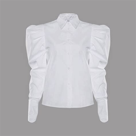 White Puff Sleeve Loose Retro Long Sleeve Shirt Men Long Sleeves T