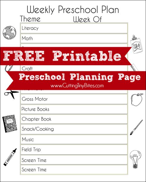 Free Printable Preschool Planning Page What Can We Do With Paper And Glue