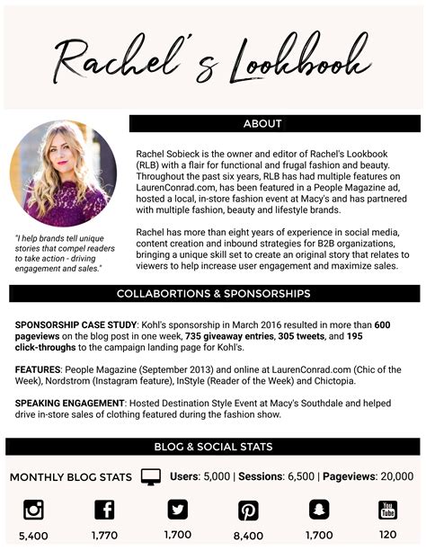 Rachels Lookbook Media Kit 2019 Rachels Lookbook