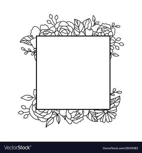 Floral Frame Border Doodle Square Frame Royalty Free Vector