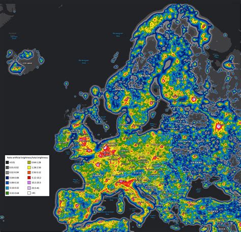 light pollution map of europe mapporn