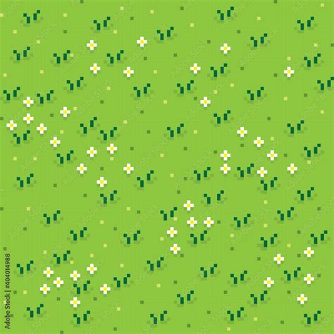 Grass Pixel Art Background Grass Texture Pixel Art Vector Flower