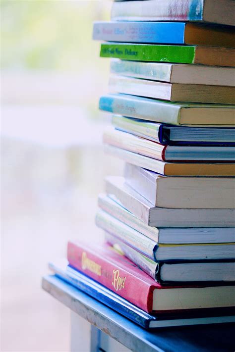 Hd Wallpaper Selective Focus Photo Of Pile Of Assorted Title Books