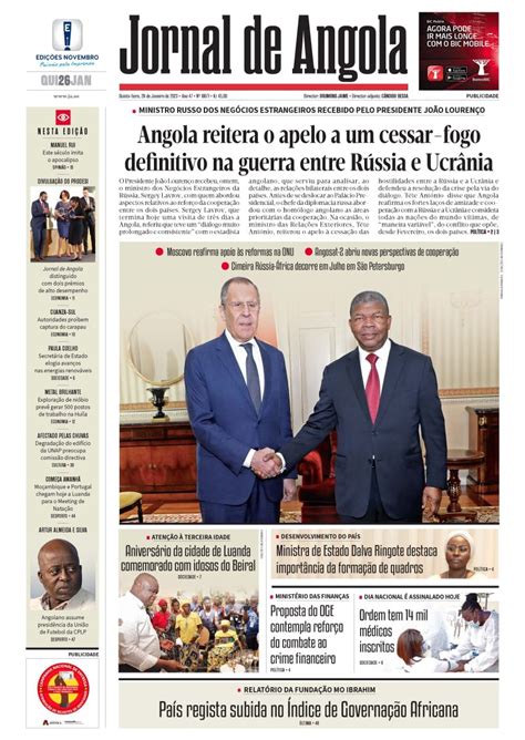 Jornal De Angola Quinta 26 De Janeiro De 2023