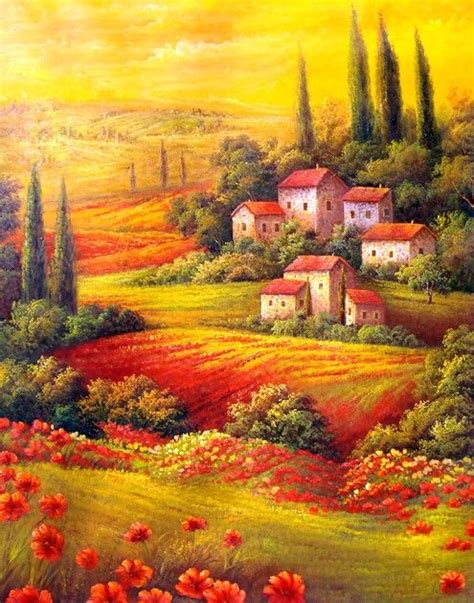 113 Rolling Hills Of Tuscany Handmade Oil Painting Lot 113