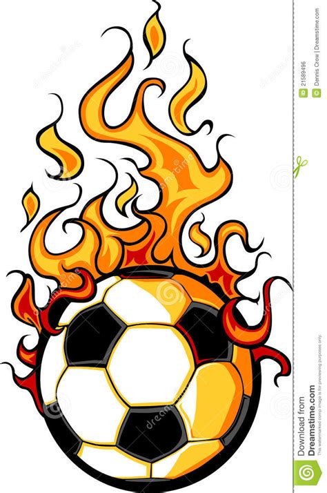 Soccer Flaming Ball Vector Cartoon Stock Vector Image