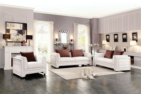 Azure Contemporary Off White Fabric Pillow Back Living Room Set White