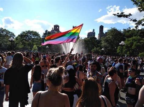 Vrolijk Pride Flag Nyc Pride Parade 2019 Worldpride Wereldtrots Het