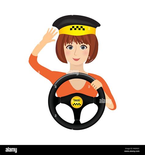 Taxi Driver Girl Holding Wheel Concept Background Banner For Order A