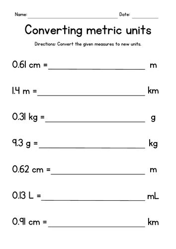 Converting Metric Units Of Length Volume And Weight Teaching Resources