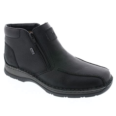 Rieker Mens Michigan Black Leather Zip Up Waterproof Ankle Boots 32363 00