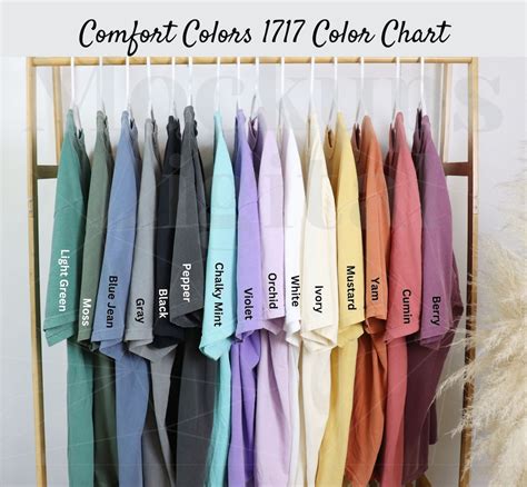 Comfort Colors 1717 Color Chart Comfort Colors Size Chart 1717 Color