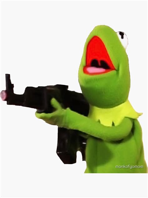 Kermit With Gun Sticker For Sale By Monkofyomom Redbubble
