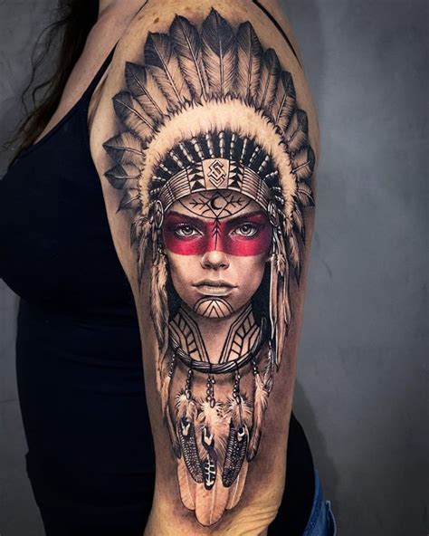 Native American Woman Indian Girl Tattoos Native Tattoos Headdress Tattoo