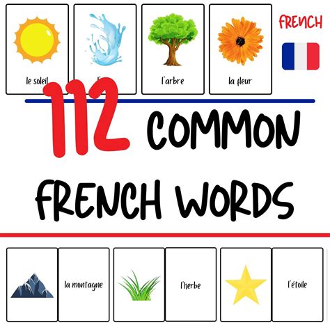 French Flashcards 112 Common French Words French For Etsy Uk
