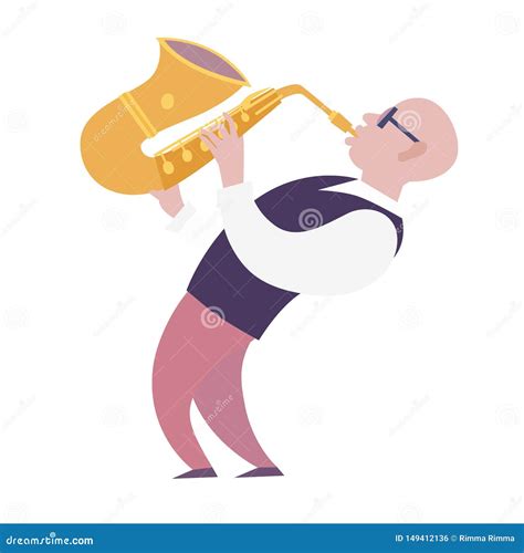 Saxophone Player Vector Colorful Illustration Stock Vector