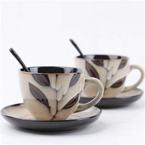 Vintage Coffee Cups Set Ceramic Mug Cup And Saucers Spoon Bone China