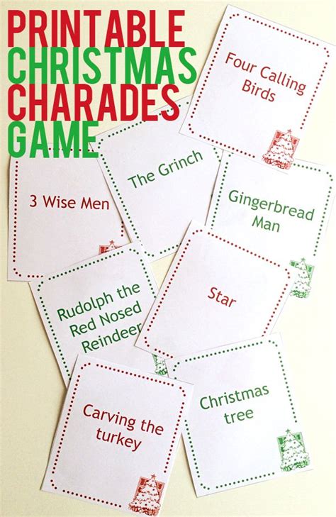 Download A Free Printable Christmas Charades Game Party Ideas
