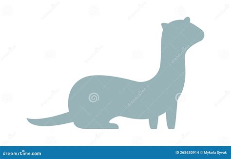 Weasel Shape Flat Icon Cartoon Animal Silhouette Stock Vector