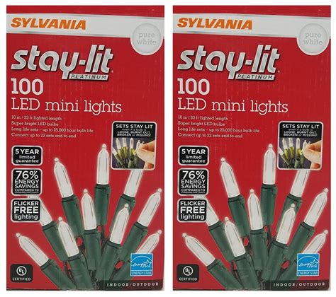 Sylvania Stay Lit Platinum LED Mini Lights Pure White FT Pack Walmart Com