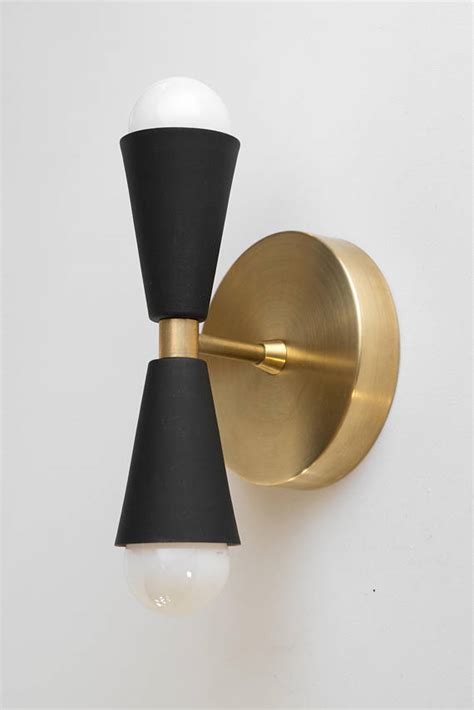Black Gold Sconce Mid Century Wall Sconce Cone Wall Light Brass Wall