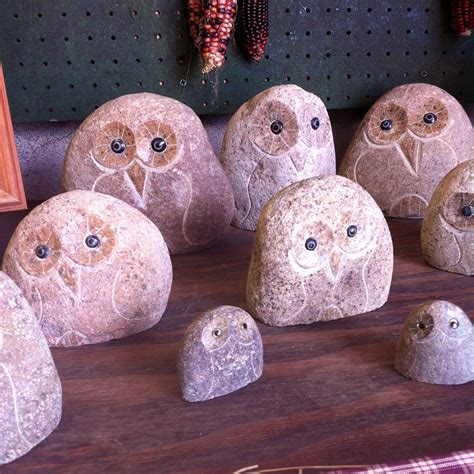 Owls Carved From Stones Pebble Art Crafty Owl