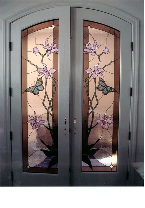 Stained Glass Front Entry Door With Side Panels Stained