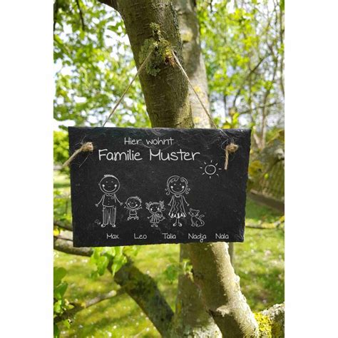 Hier wohnt Familie Name Schiefertafel Schild Namensschild ...