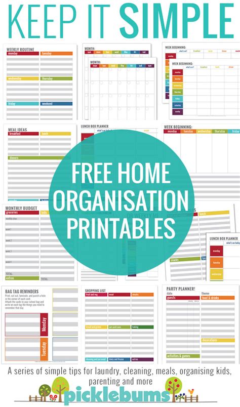 Free Printable Organization Sheets