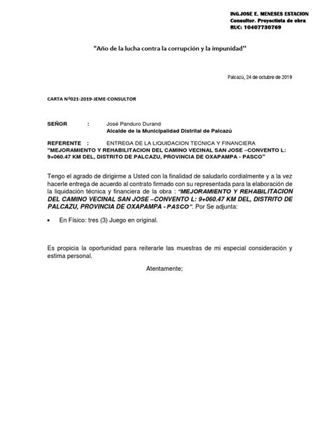 Carta De Liquidacion Laboral