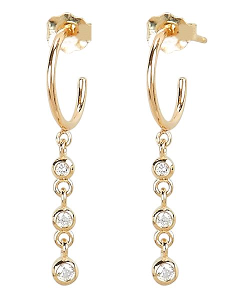 Zoë Chicco Diamond Drop Huggie Hoop Earrings In Rf 2 Gold Intermix