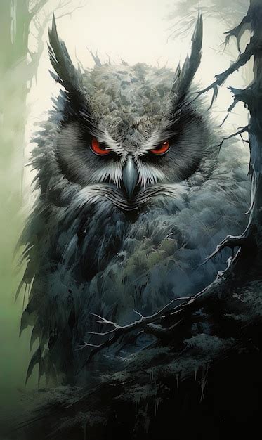 Premium AI Image A Poster For An Owl With Red Eyes And A Black Owl