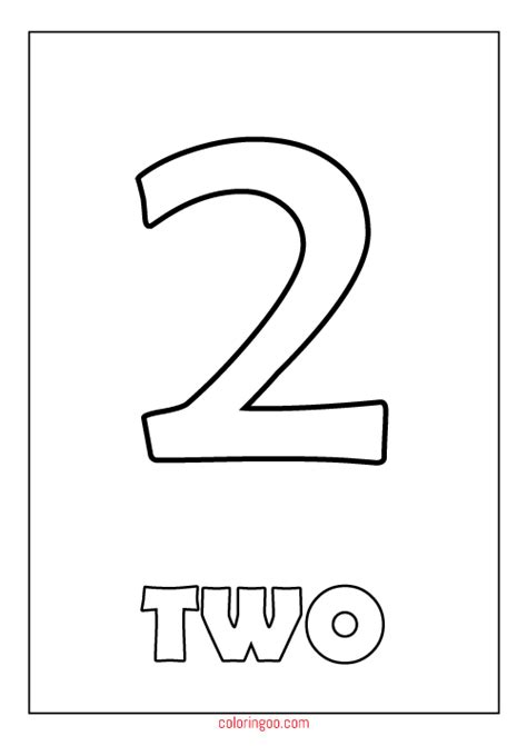 Printable Number 2 Two Coloring Page Pdf For Kids