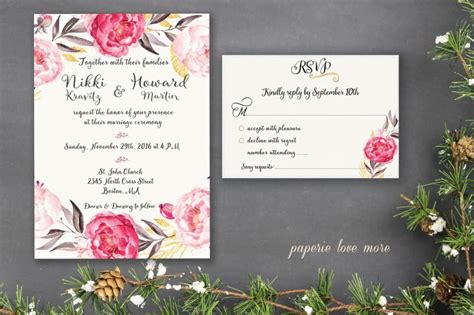 Wedding Invitation Suite Template Printable Classy Elegant Floral