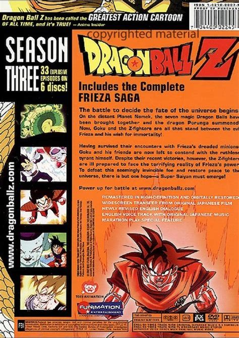The third season of dragon ball z anime series contains the frieza arc, which comprises part 3 of the frieza saga. Dragon Ball Z: Season 3 (DVD) | DVD Empire