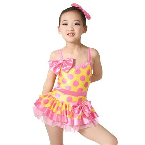 Bubbles Tires Dress Jazz Dance Costume Polka Dots Dresses With Bows Fo Midee Dance Costume