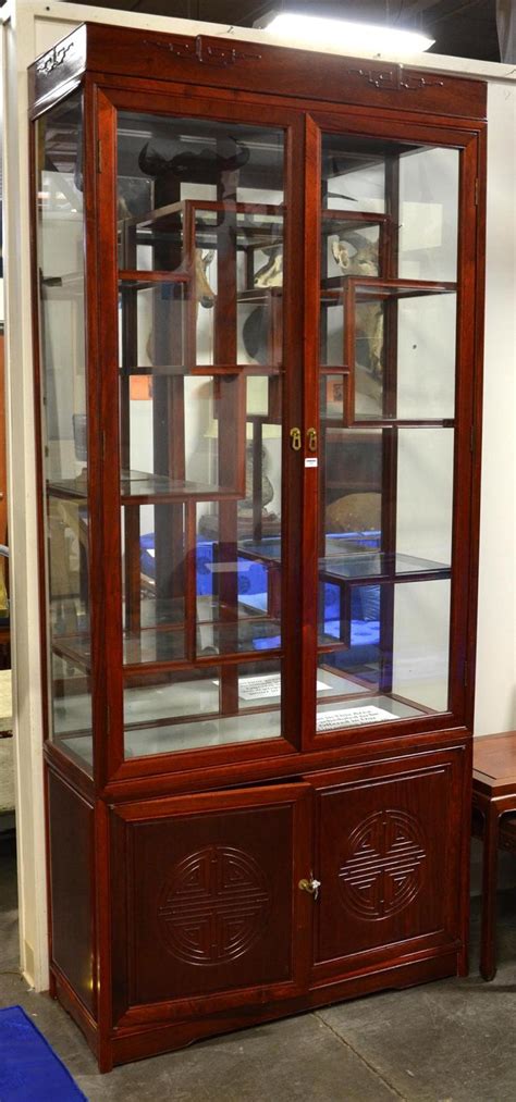 Elegant and stylish glass display cabinets in black finish available as. TALL DISPLAY CABINET - Vintage Chinese rosewood with lighted