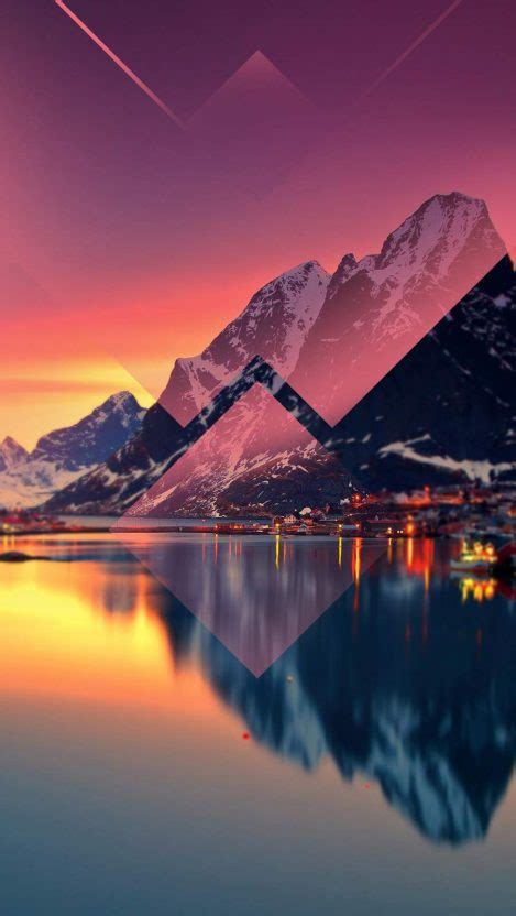 Mountain Lake Reflection Sunset Iphone Wallpaper Getintopik Sunset