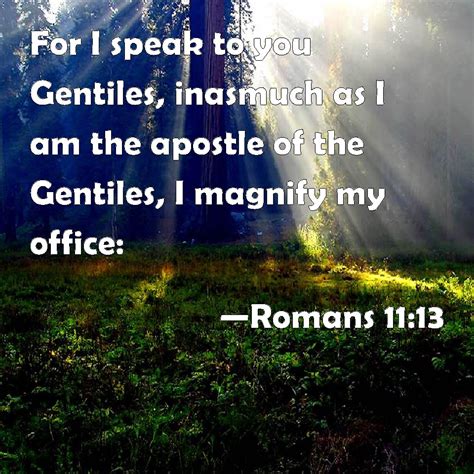 Romans For I Speak To You Gentiles Inasmuch As I Am The Apostle Of The Gentiles I