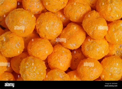 Top View Of Cheese Puff Balls Snack Stock Photo Alamy