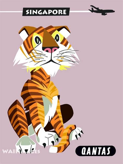 Qantas is the national airline of australia. Vintage Singapore Travel Poster from the 1960s - part of a ...