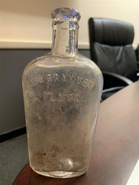 Vintage Warranted Flask Antique Clear Glass Bottle 825 X 35 Ebay