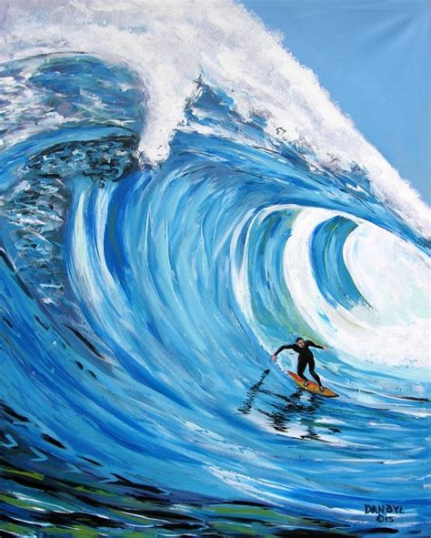 Beach Ocean Wave Surfer Original Art Painting Dan Byl Contemporary
