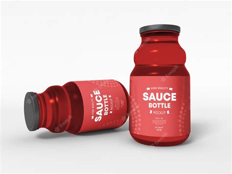 Premium Psd Glass Sauce Bottle Packaging Mockup