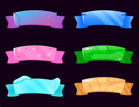 Premium Vector Set Of Ribbon In Various Style For Game Ui Elements