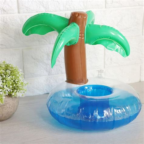 Tebru Pool Cup Holder Floating Drink Cup Holdercoconut Tree Inflatable Floating Drink Cup